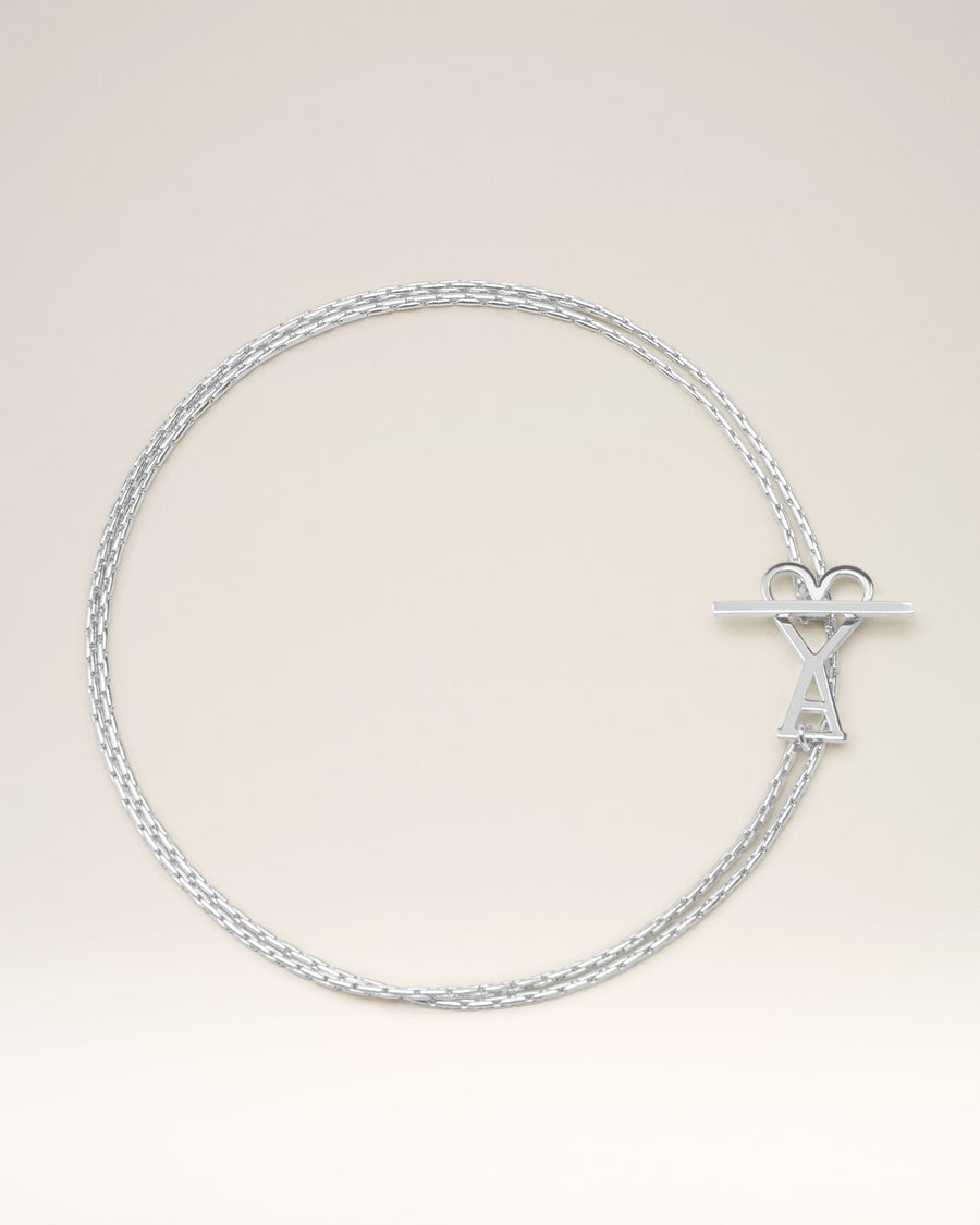 Silver Brass Ami De Coeur 2 In 1 Chain Necklace