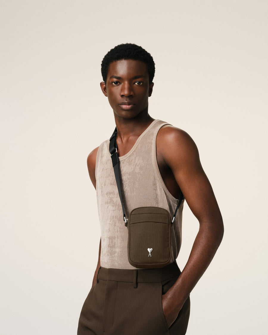 Green Canvas Small Ami de Coeur Crossbody Bag