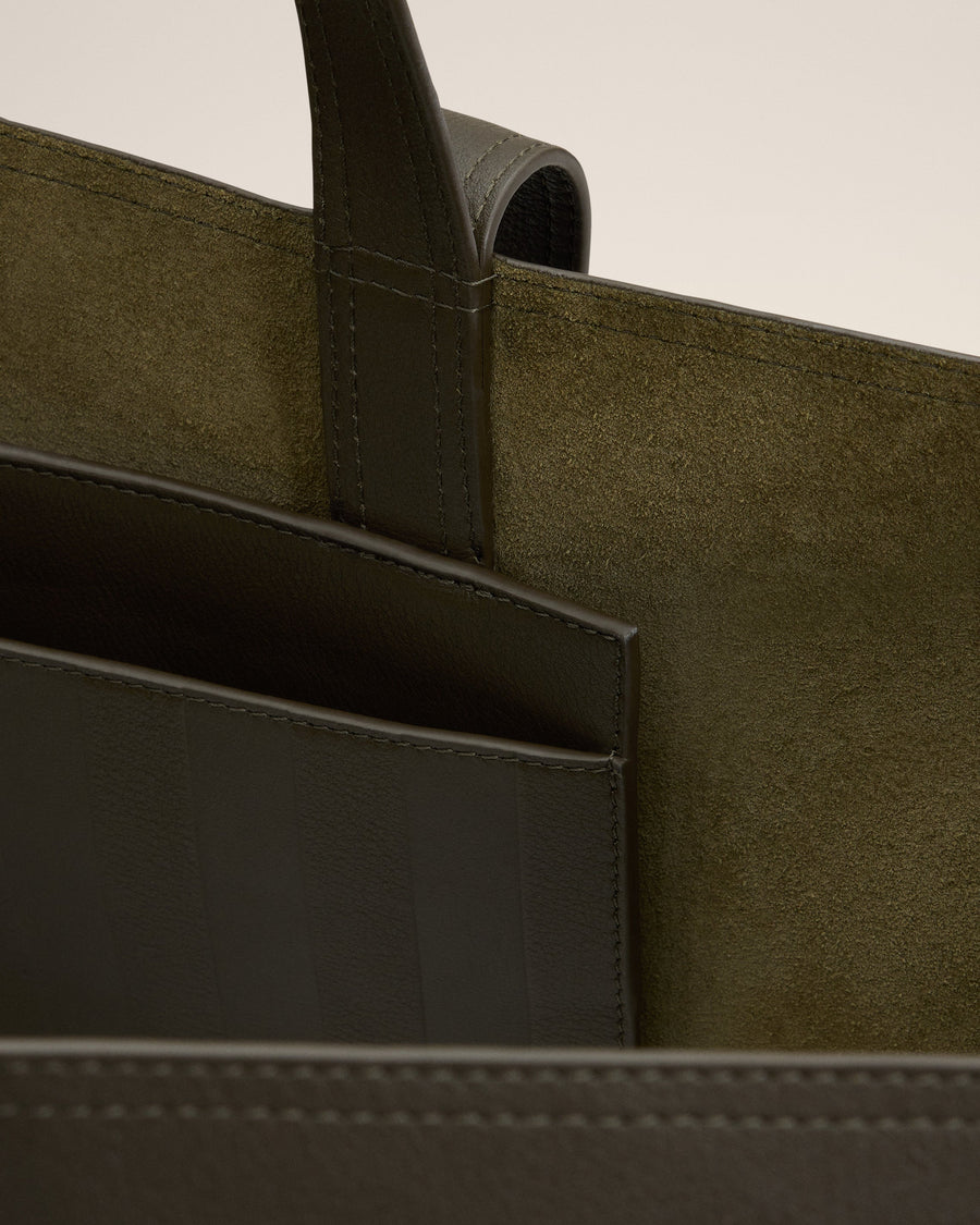 Green Leather Midi Maxi Tote Bag