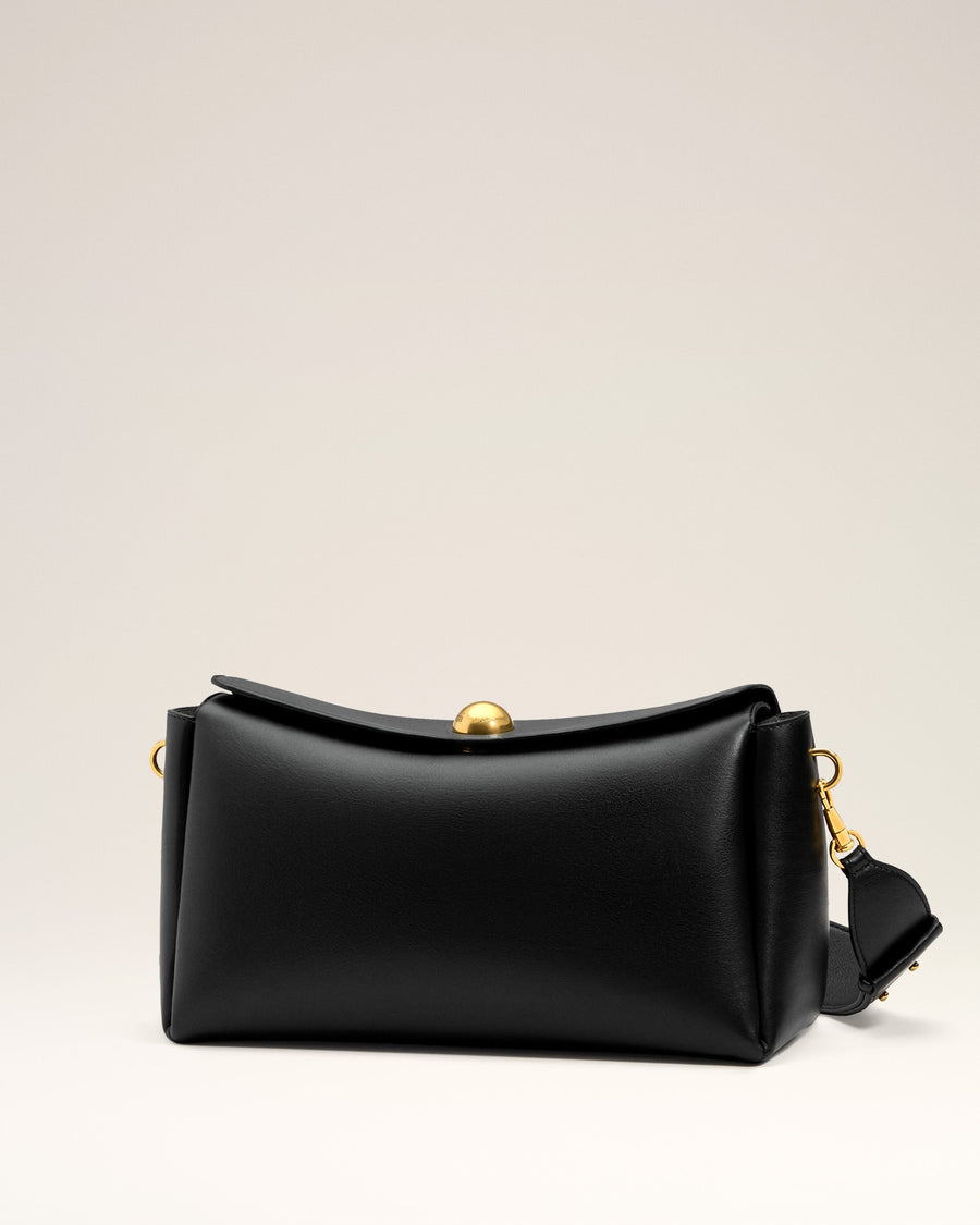 Black Smooth Leather Carrousel Medium Bag