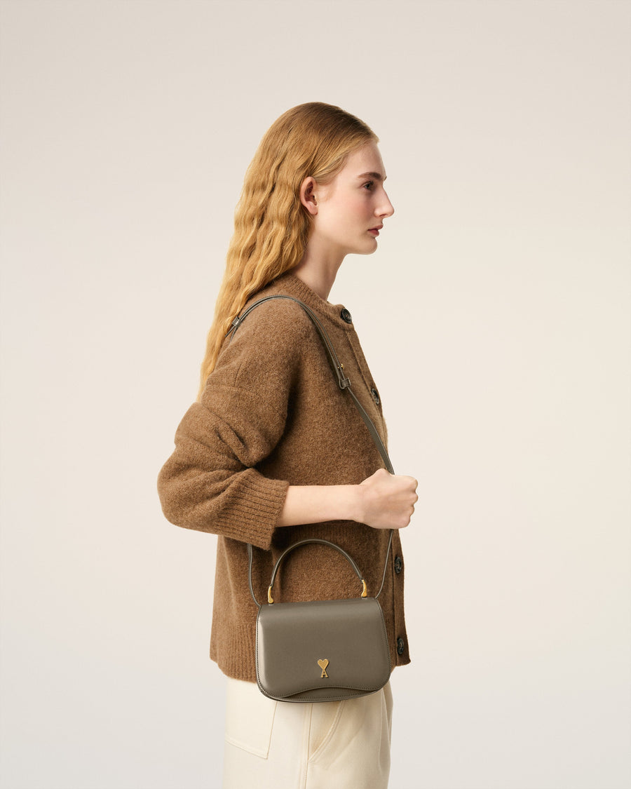 Grey Glazed Leather Top Handle Paris Paris Bag