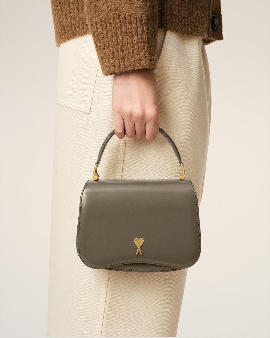 Grey Glazed Leather Top Handle Paris Paris Bag