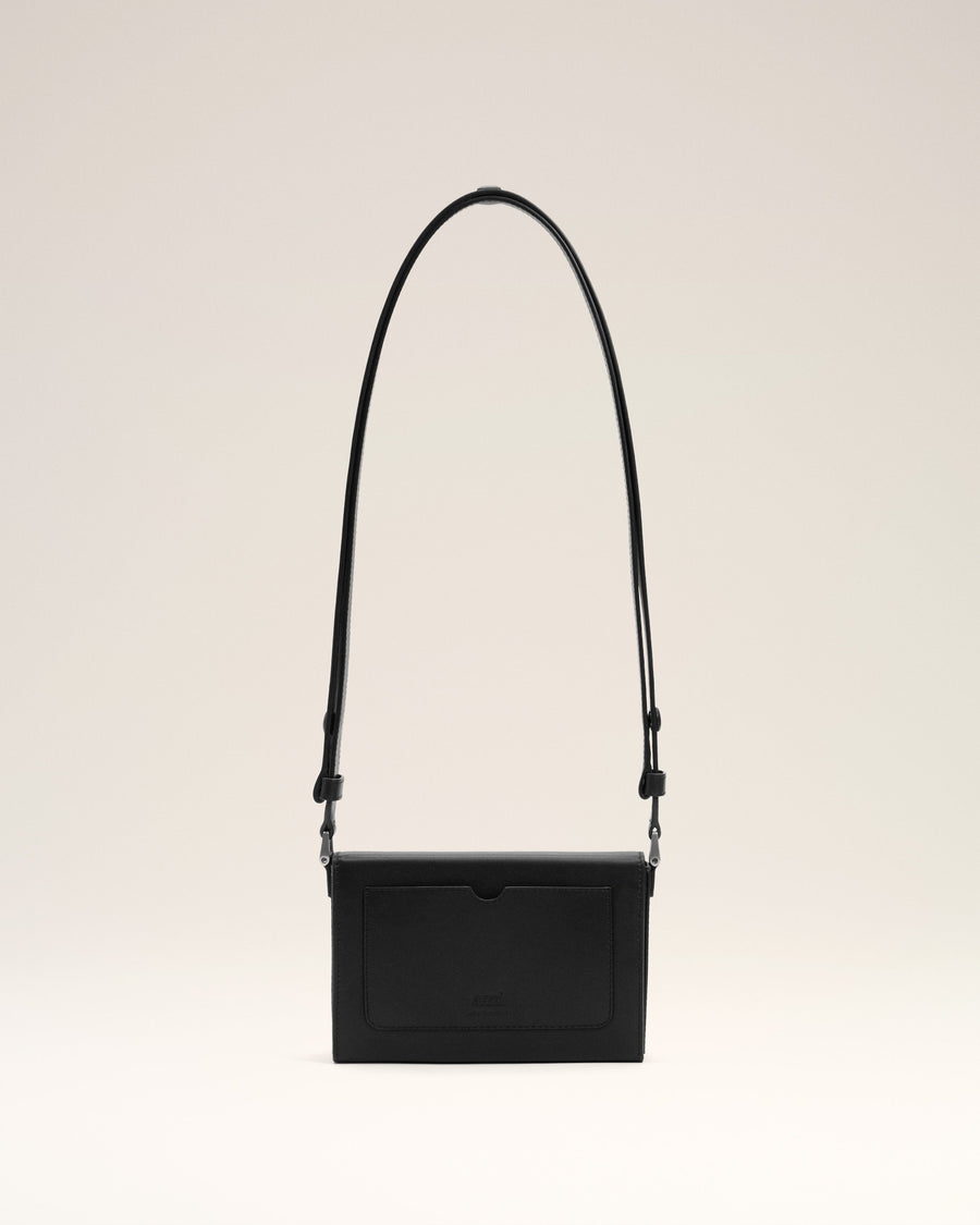 Black Smooth Leather Ami De Coeur Lunch Box Bag