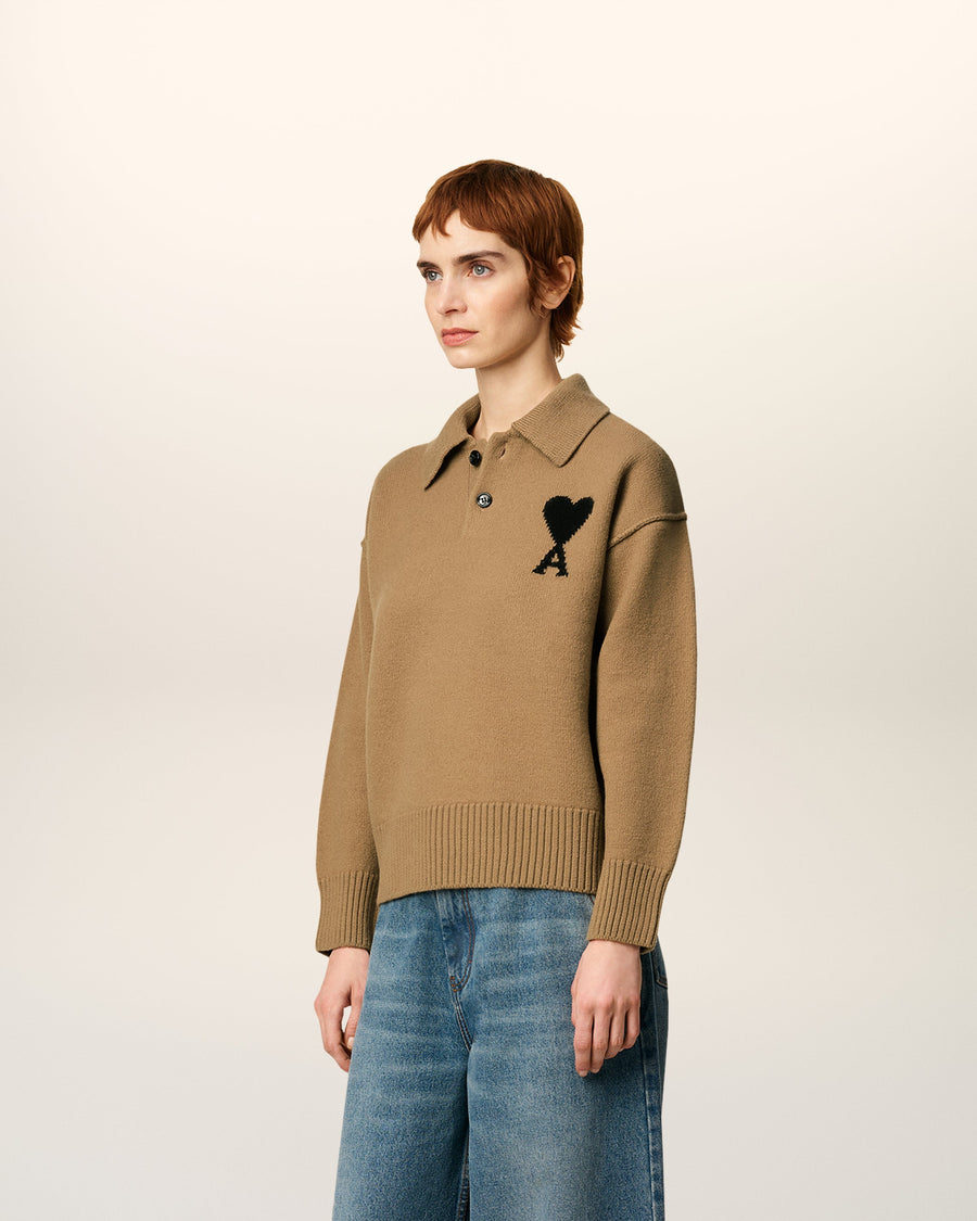 Brown Wool Ami De Coeur Polo