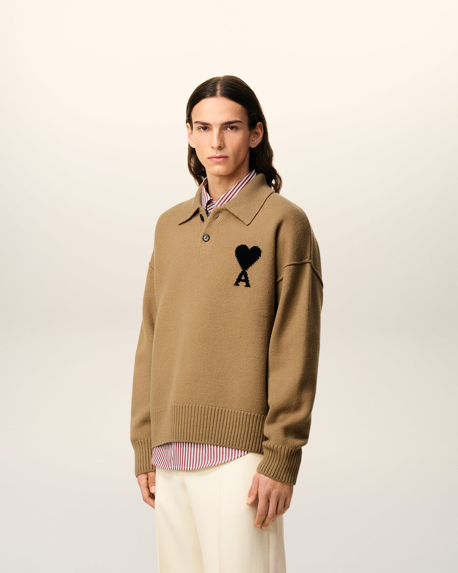 Brown Wool Ami De Coeur Polo
