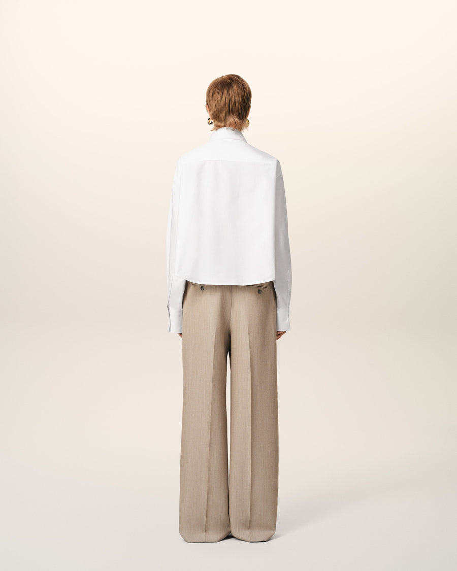 White Cotton Cropped Oversized Shirt