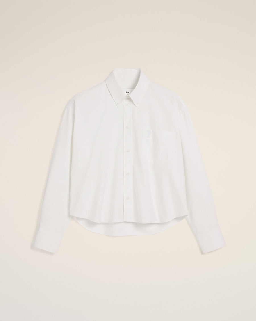White Cotton Cropped Oversized Shirt