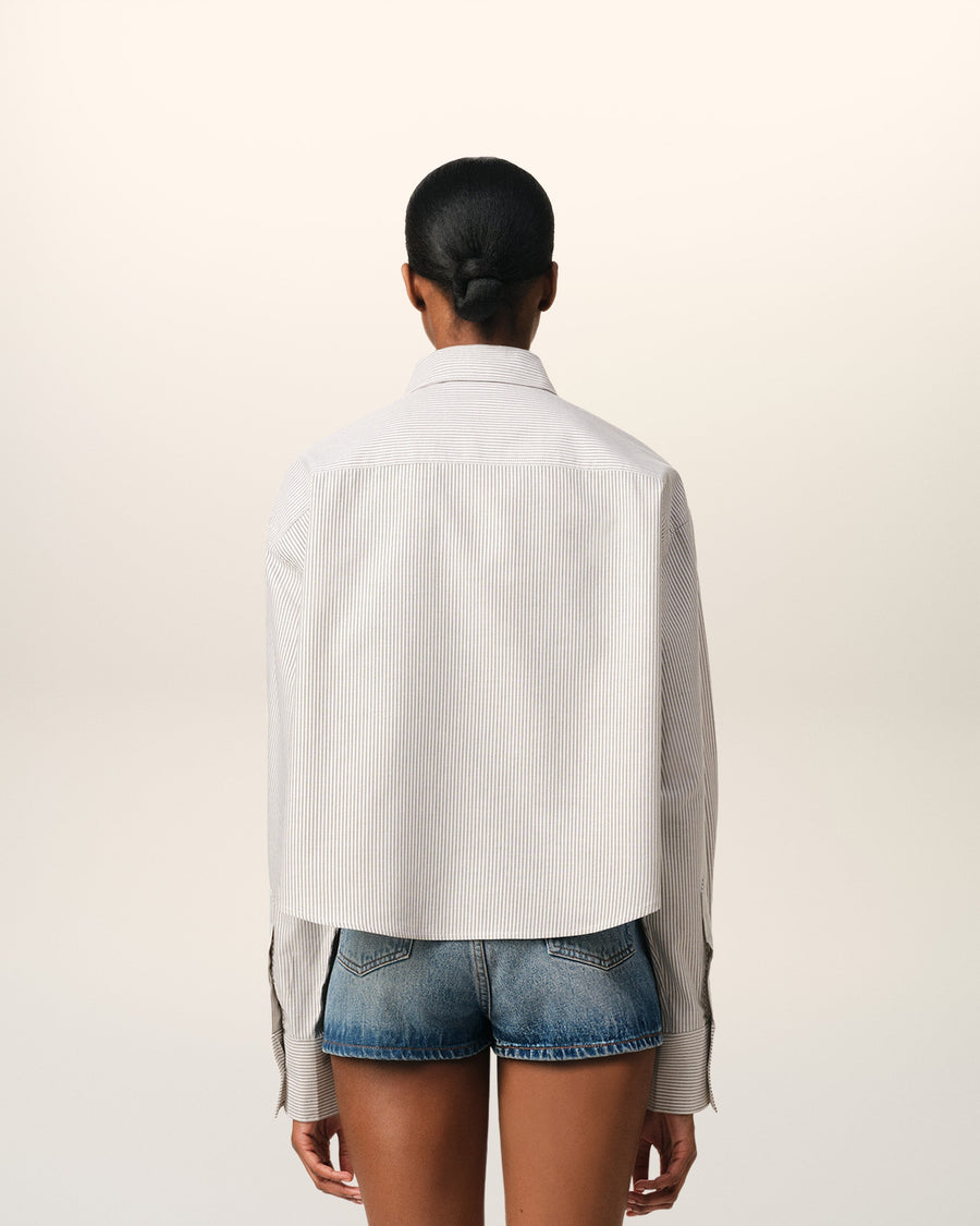 Green Cotton Cropped Oversized Shirt