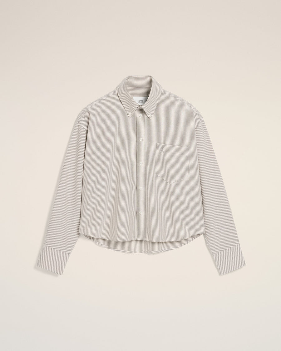 Green Cotton Cropped Oversized Shirt