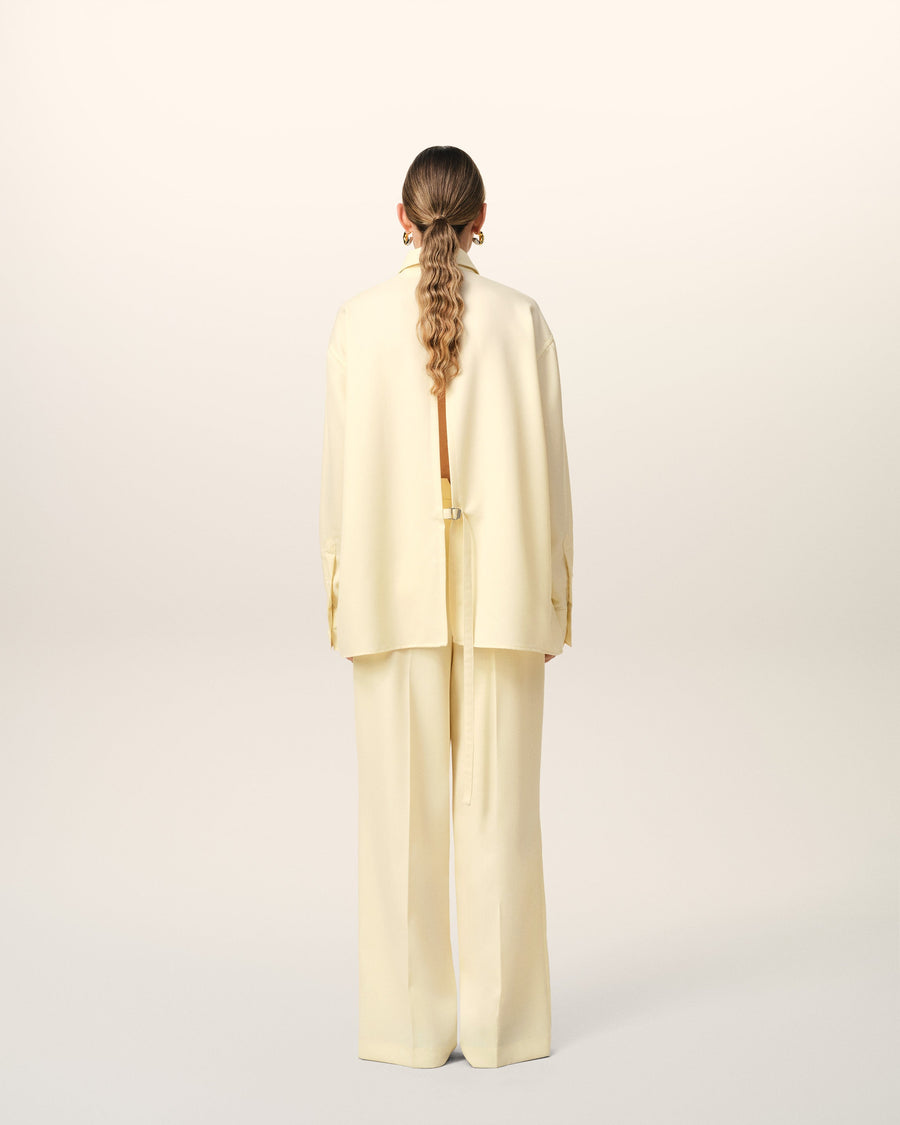 Yellow Wool Back Slit Loose Shirt