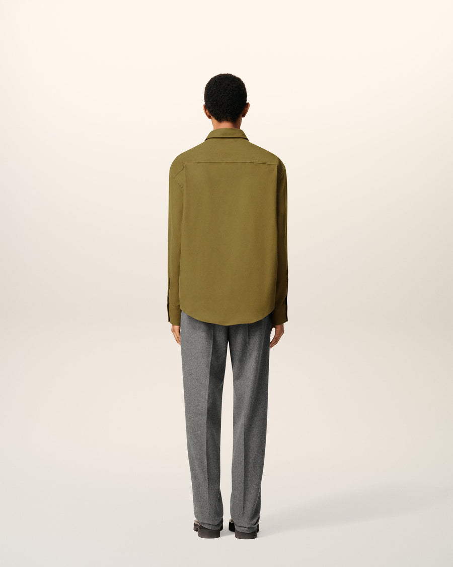 Green Cotton Embossed Ami De Coeur Boxy Shirt