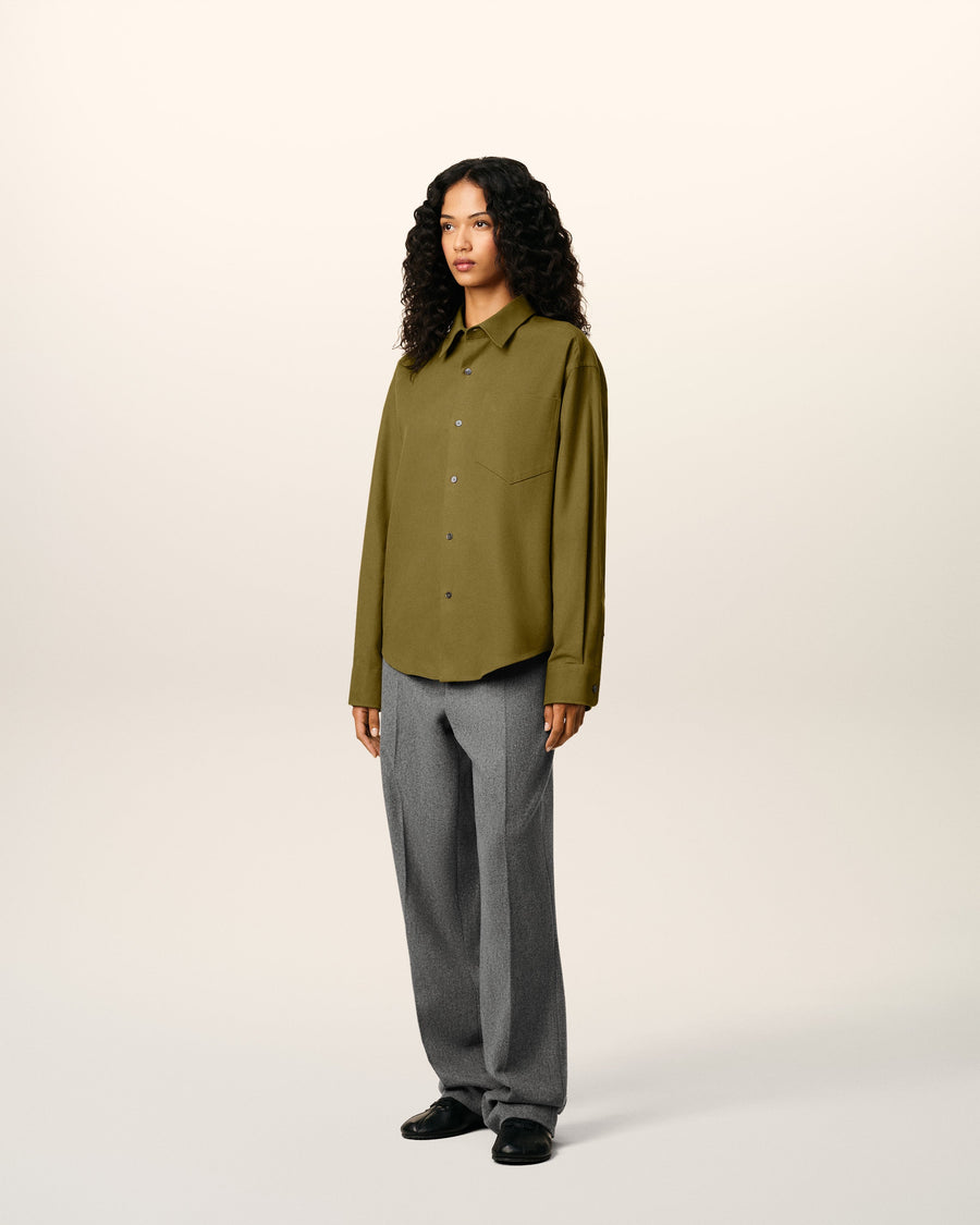 Green Cotton Embossed Ami De Coeur Boxy Shirt