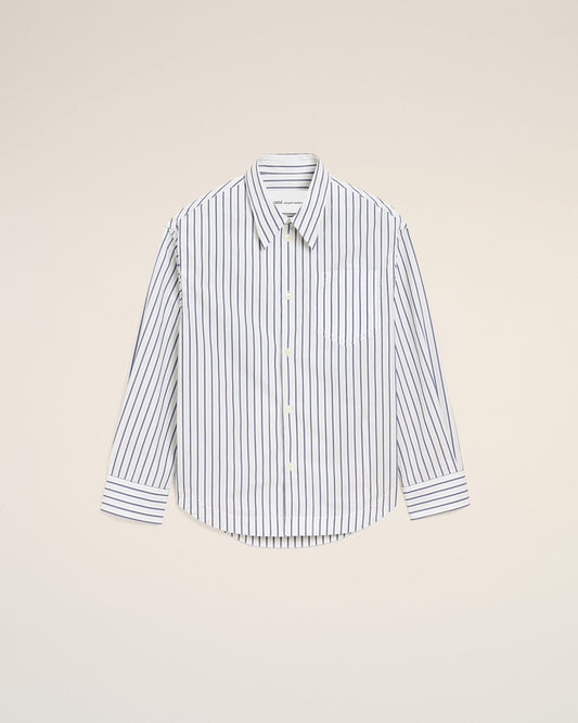 White Striped Cotton Ami De Coeur Wide Shirt