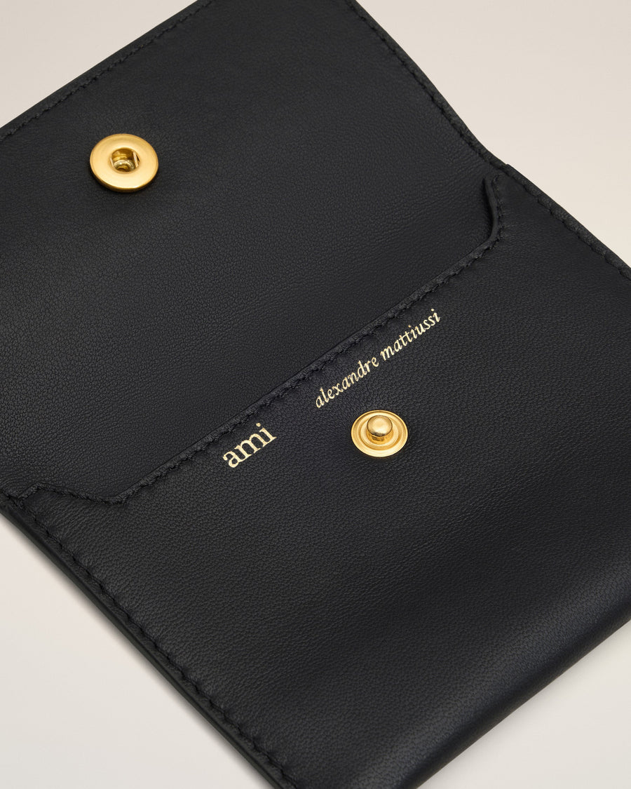 Black Leather Carrousel Folded Card Holder