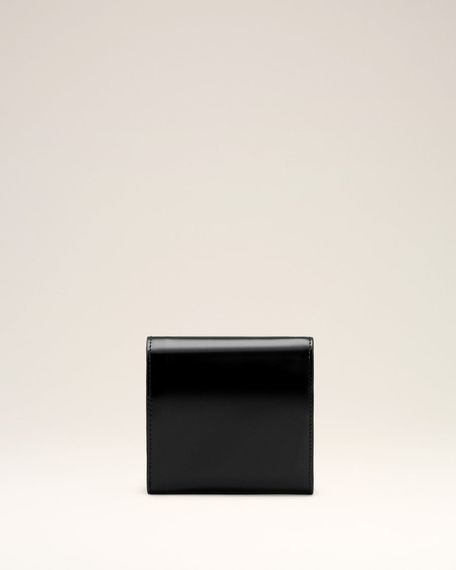 Black Glazed Leather Paris Paris Compact Wallet