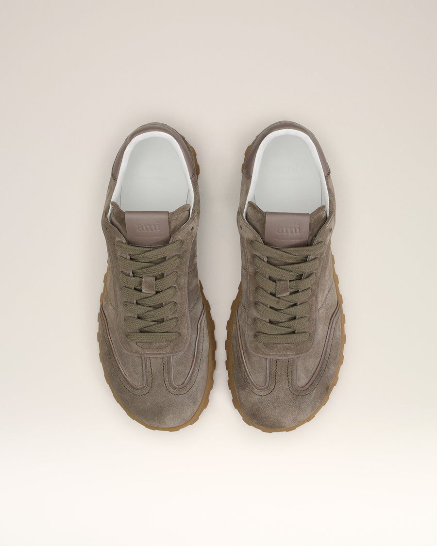 Beige Leather Low Top Step Sneakers