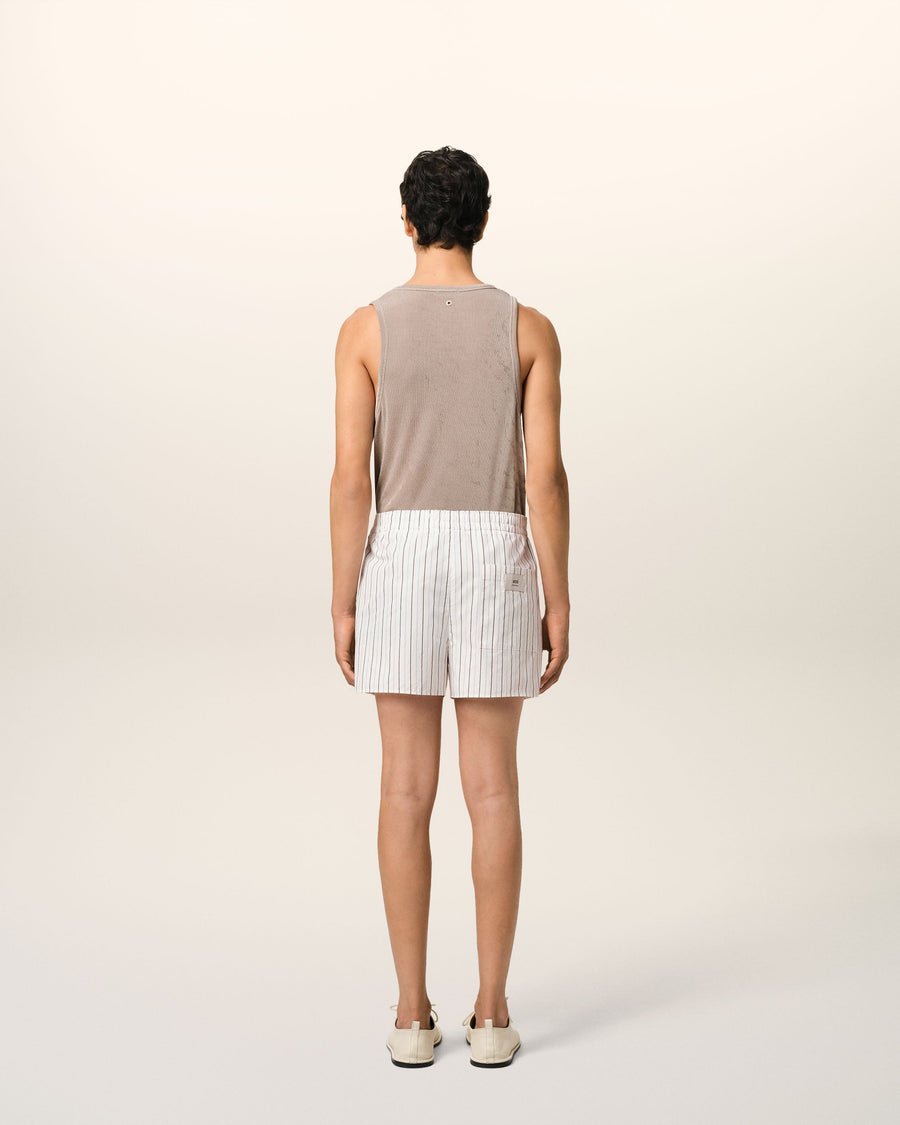 White And Blue Cotton Elasticated Short