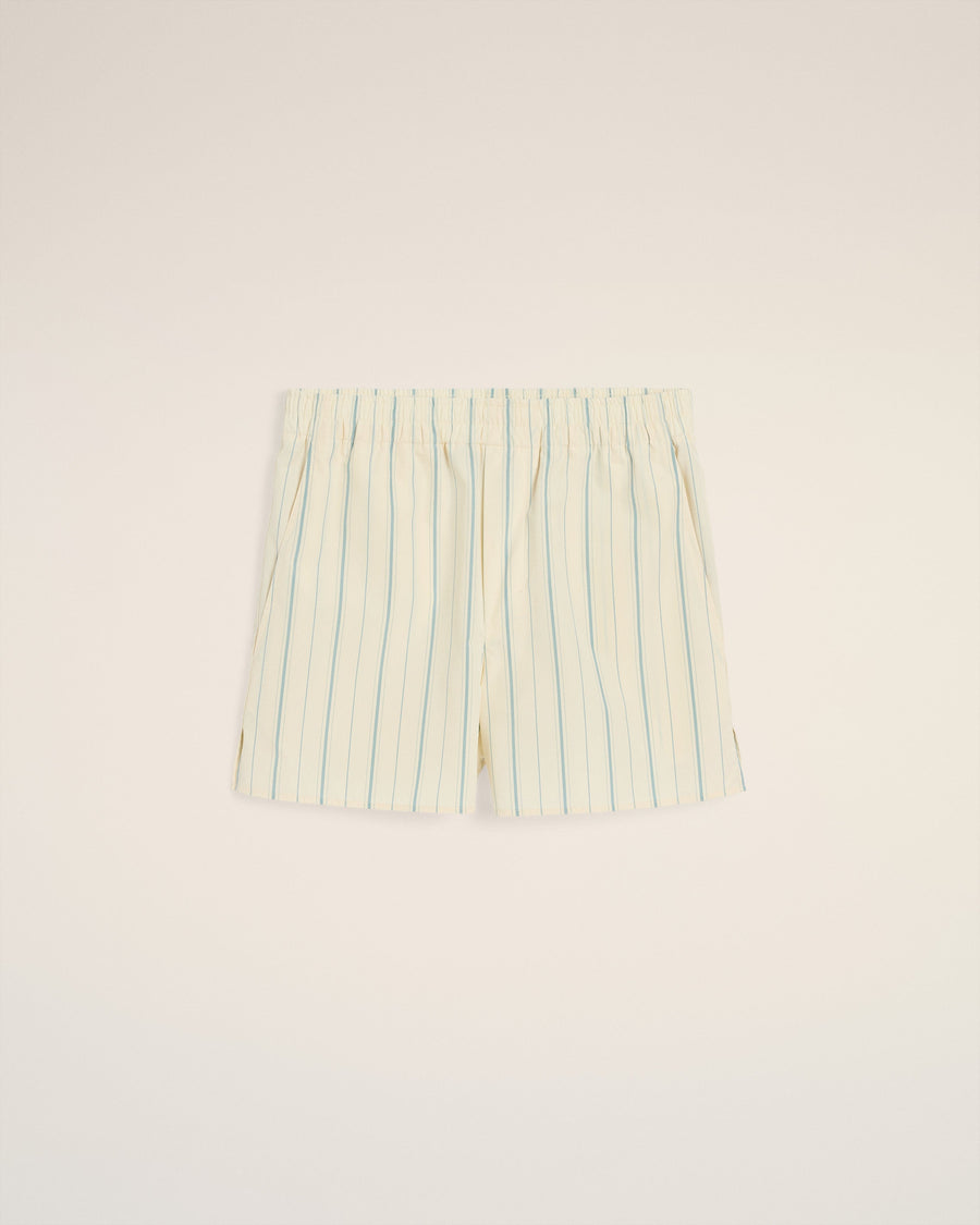 Beige Cotton Striped Short