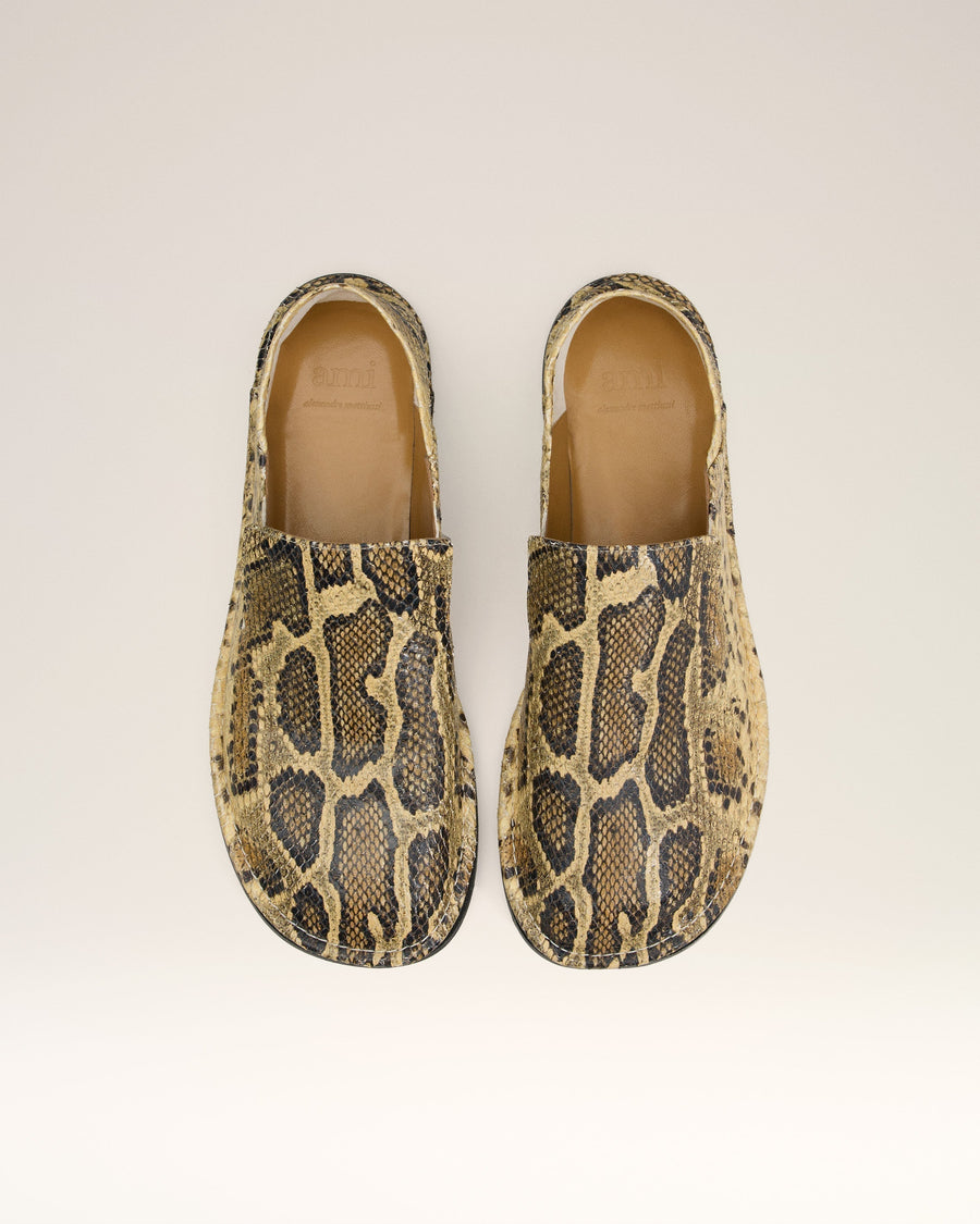Beige Leather Midi Slippers