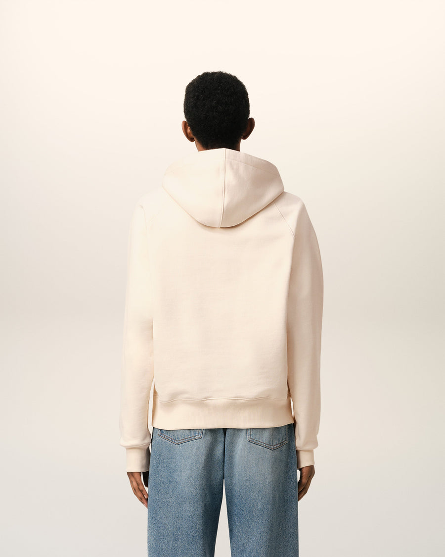 Beige Cotton Hoodie With Ami Paris Patch