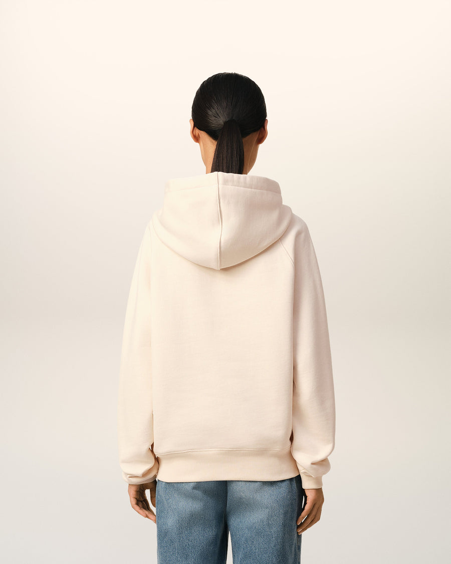 Beige Cotton Hoodie With Ami Paris Patch