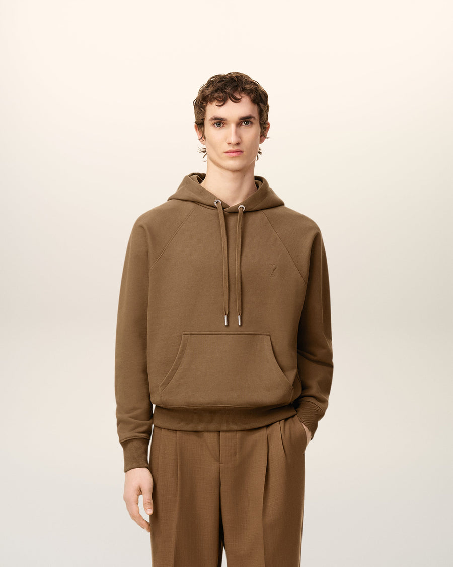Brown Cotton Ami De Coeur Hoodie