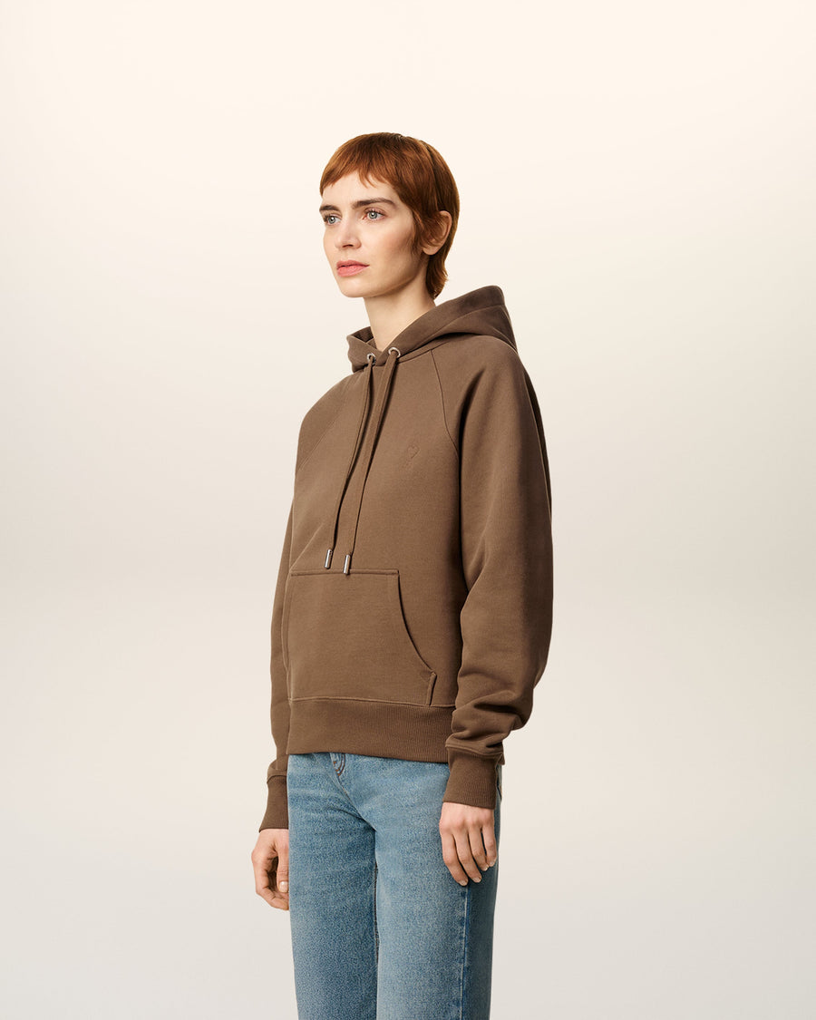 Brown Cotton Ami De Coeur Hoodie