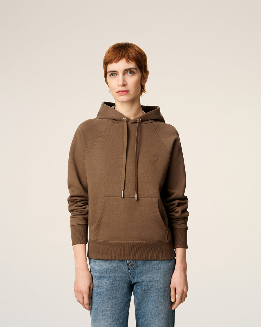 Brown Cotton Ami De Coeur Hoodie