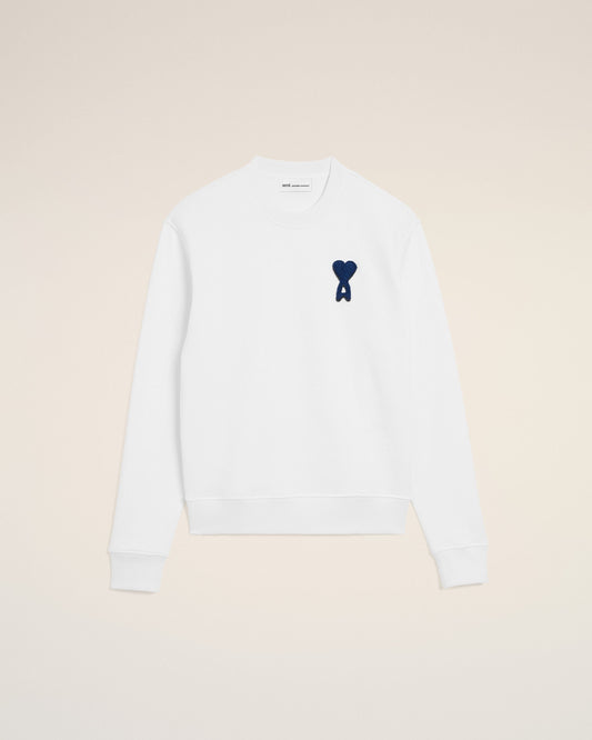 White Cotton Knitted Ami De Coeur Sweatshirt