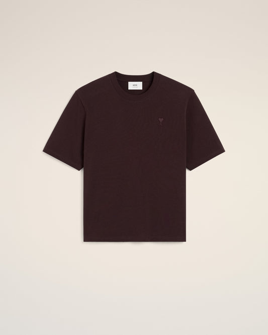 Burgundy Cotton Tonal Ami de Coeur T-Shirt