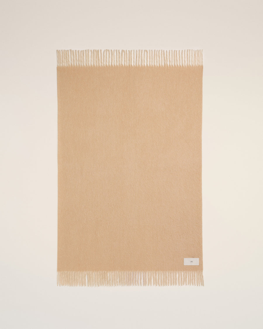 Beige Wool Bicolor Double-Sided Blanket
