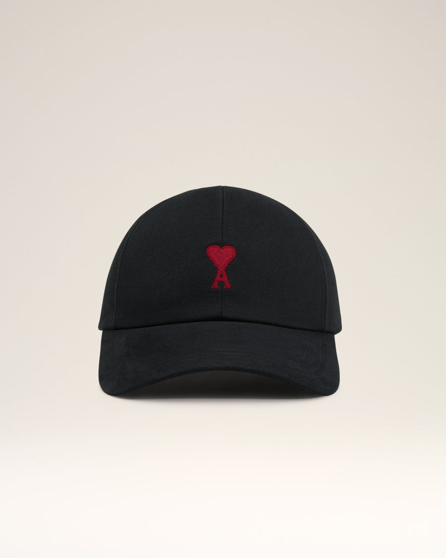 Black Cotton Gabardine Ami De Coeur Embroidery Cap