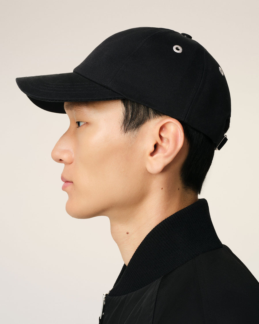 Black Cotton Gabardine Ami De Coeur Embroidery Cap