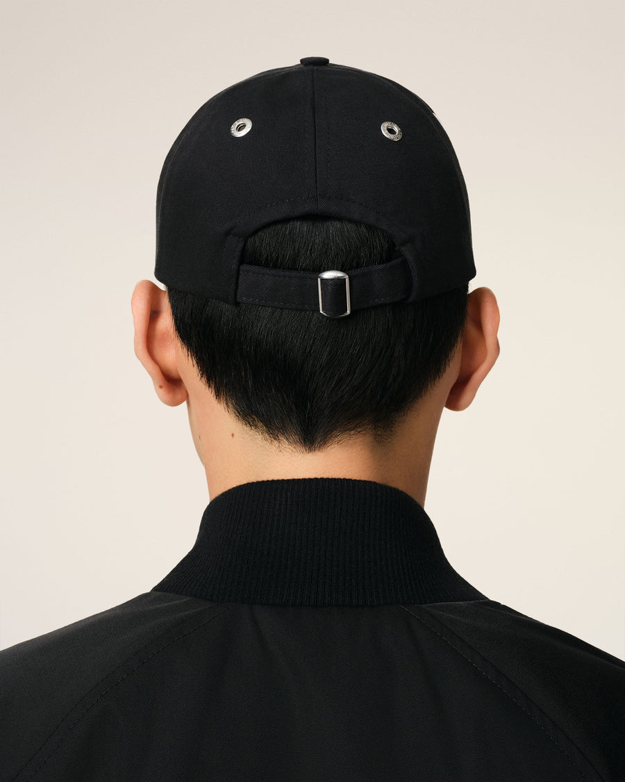 Black Cotton Gabardine Ami De Coeur Embroidery Cap
