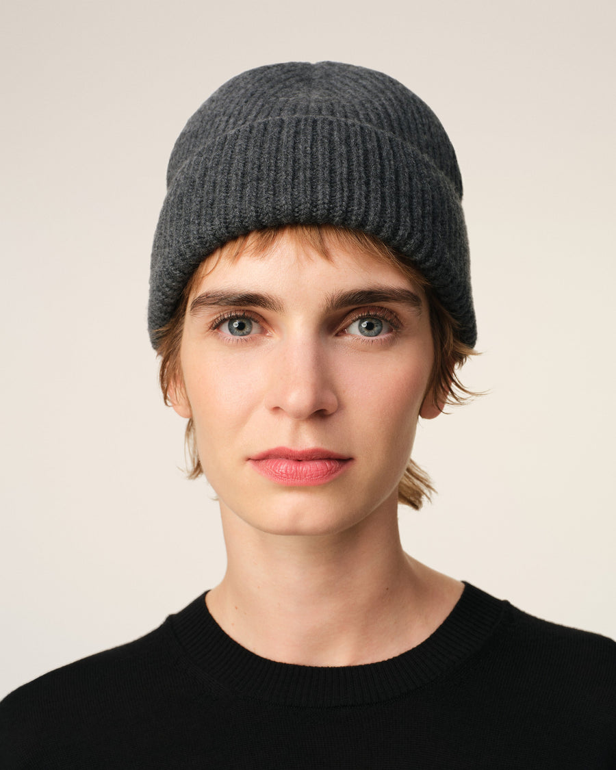 Grey Merino Wool Ami De Coeur Beanie