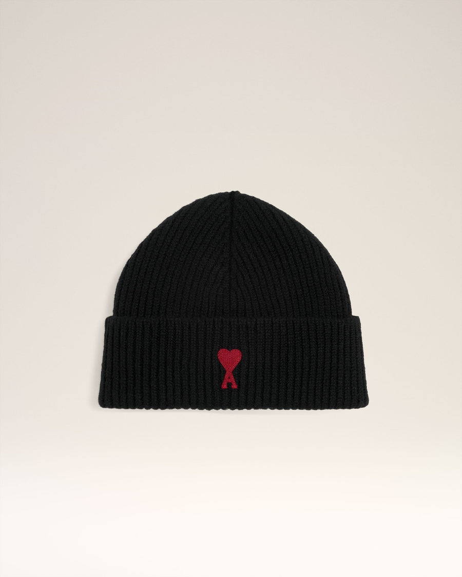 Black Merino Wool Ami De Coeur Beanie