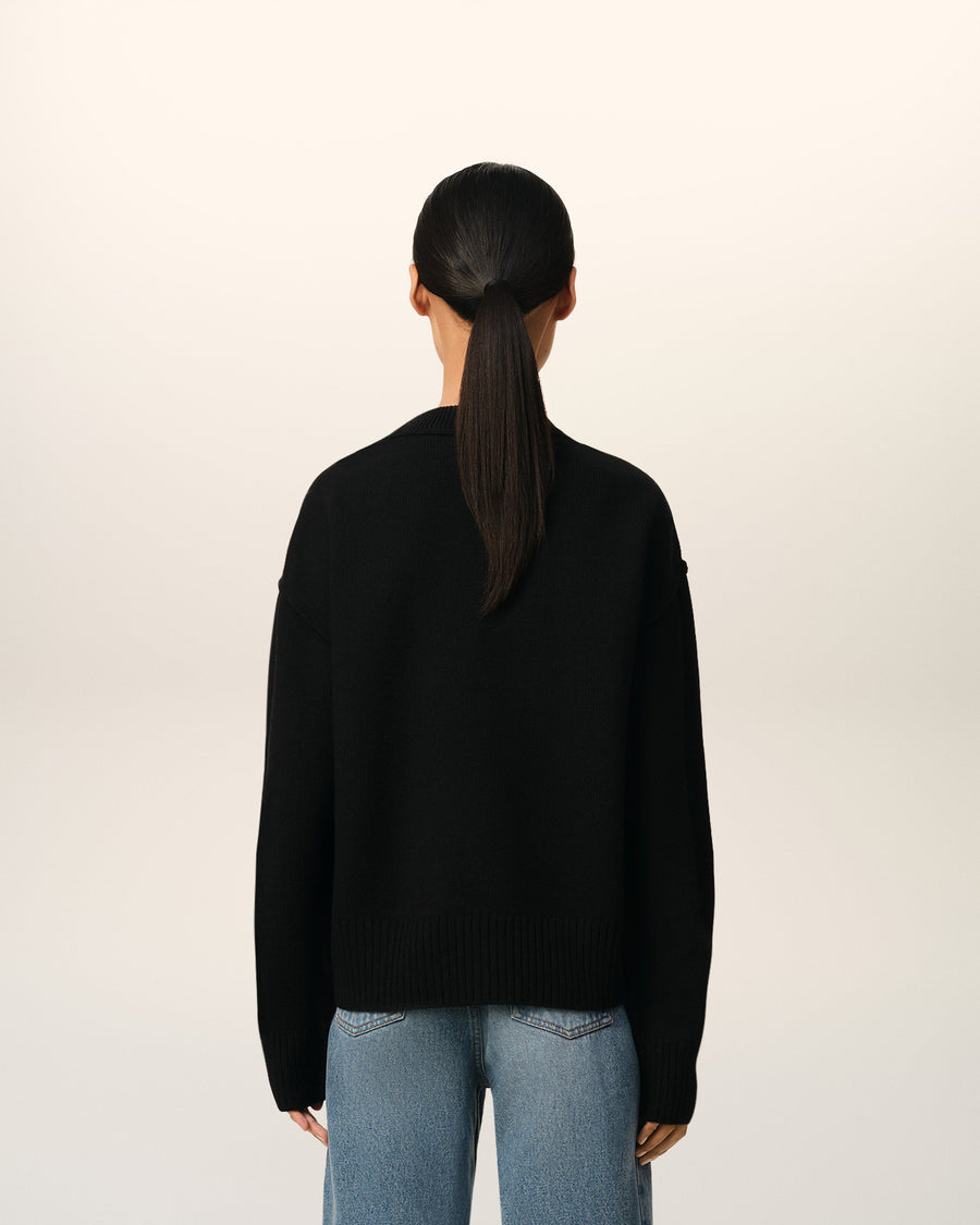 Black Wool Ami de Coeur Sweater