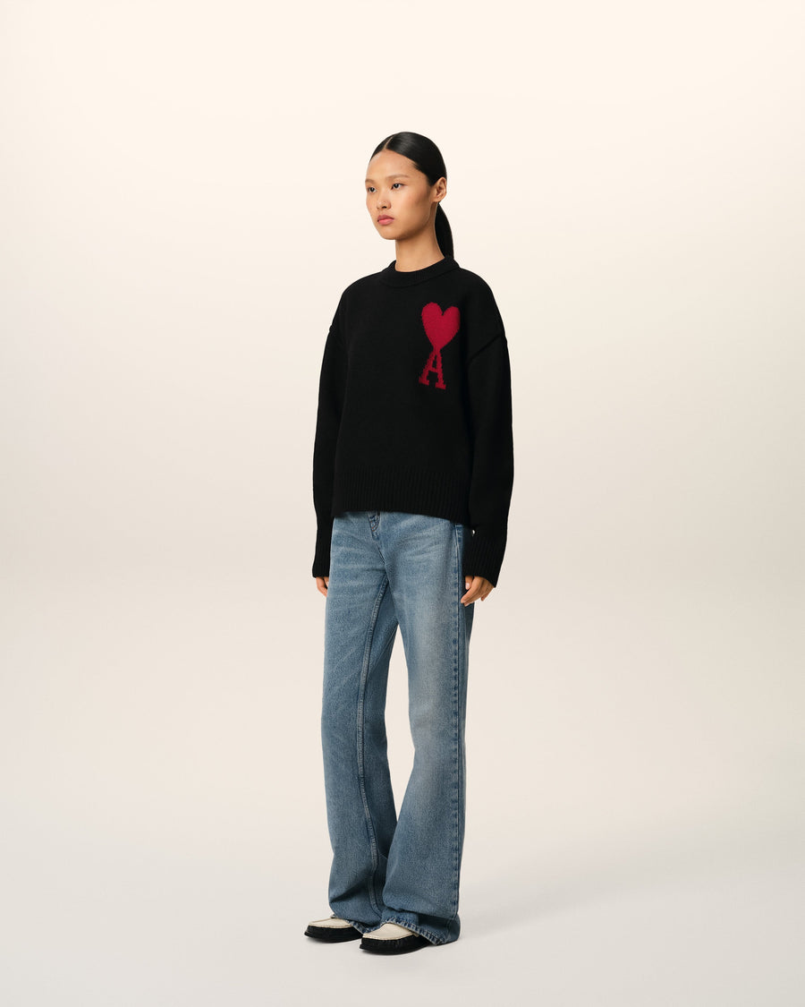 Black Wool Ami de Coeur Sweater