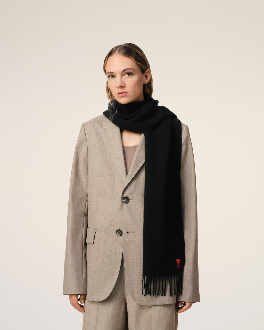 Black Wool Ami De Coeur Scarf