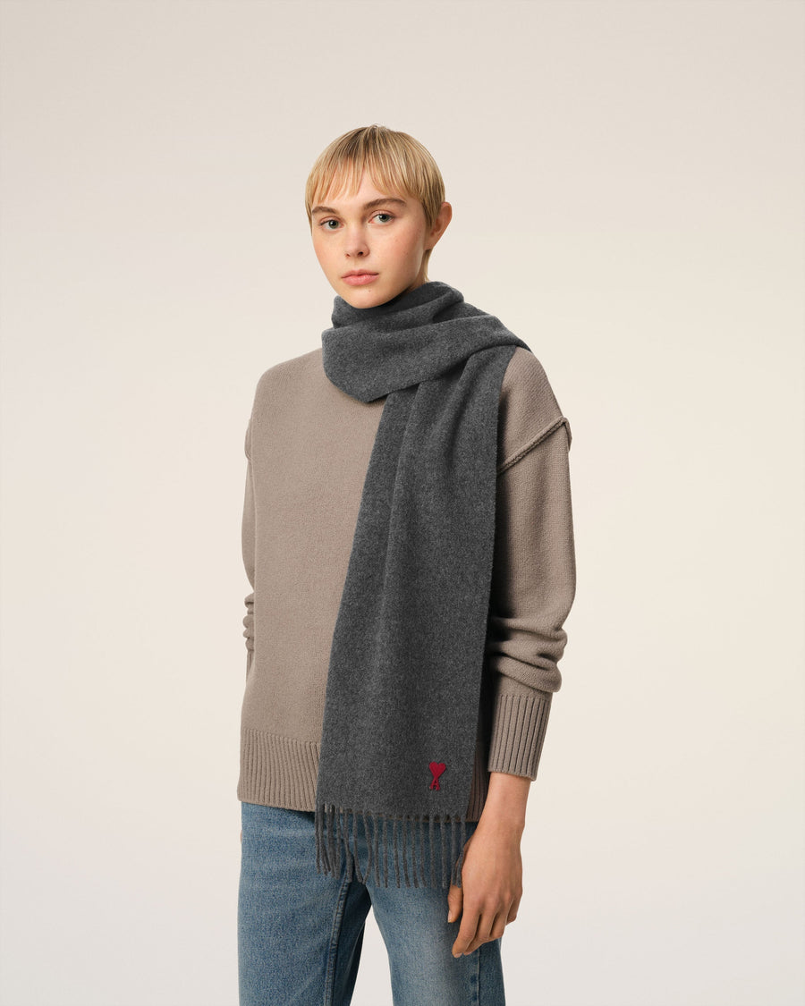 Grey Wool Ami De Coeur Scarf