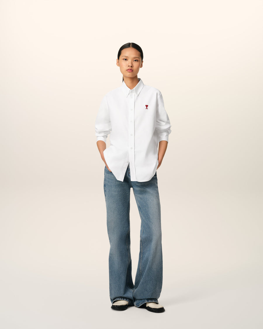 White Cotton Button Down Ami De Coeur Shirt