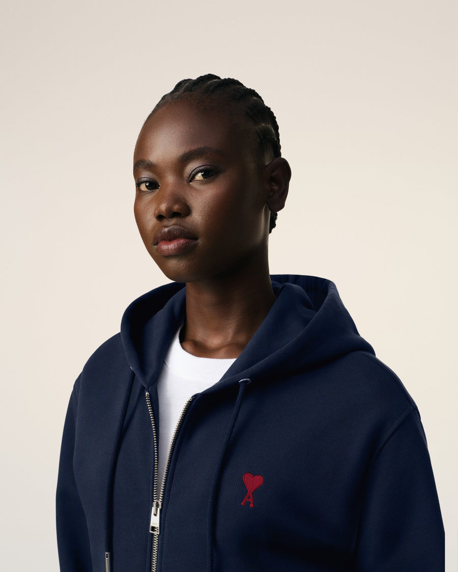 Blue Organic Cotton  Ami De Coeur Zipped Hoodie