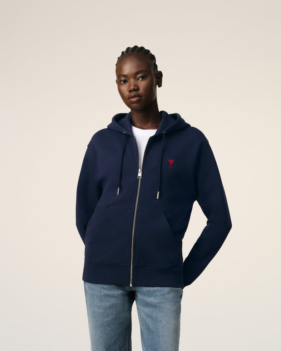 Blue Organic Cotton  Ami De Coeur Zipped Hoodie