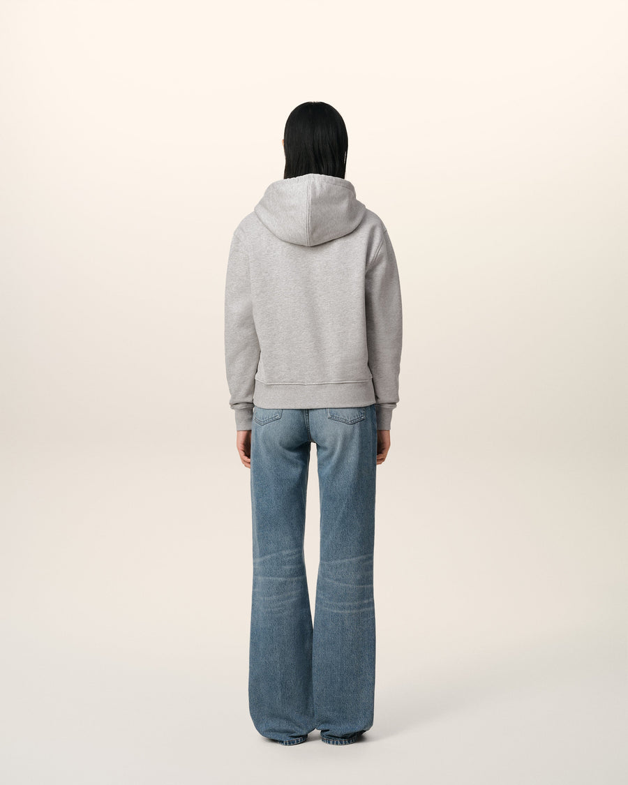 Grey Cotton Ami de Coeur Zipped Hoodie