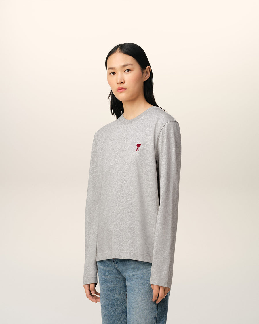 Grey Cotton Ami de Coeur Long Sleeves T-Shirt
