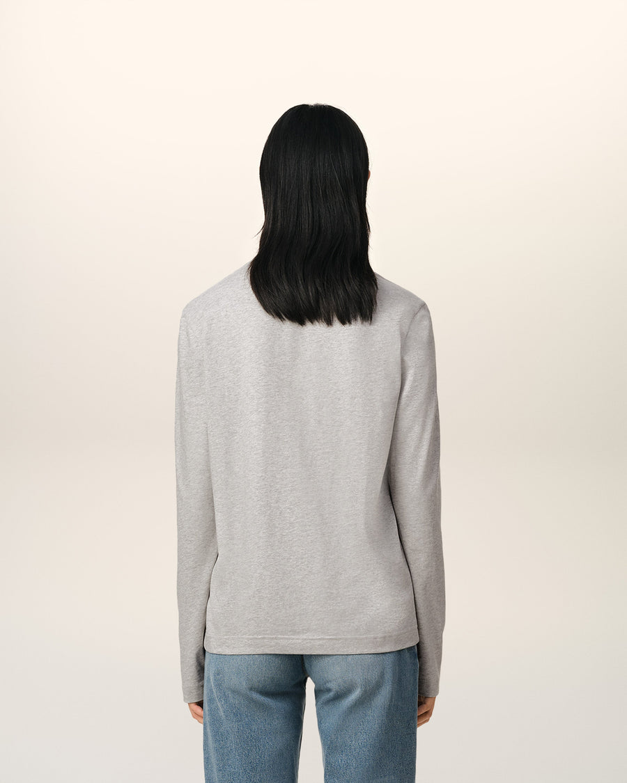 Grey Cotton Ami de Coeur Long Sleeves T-Shirt