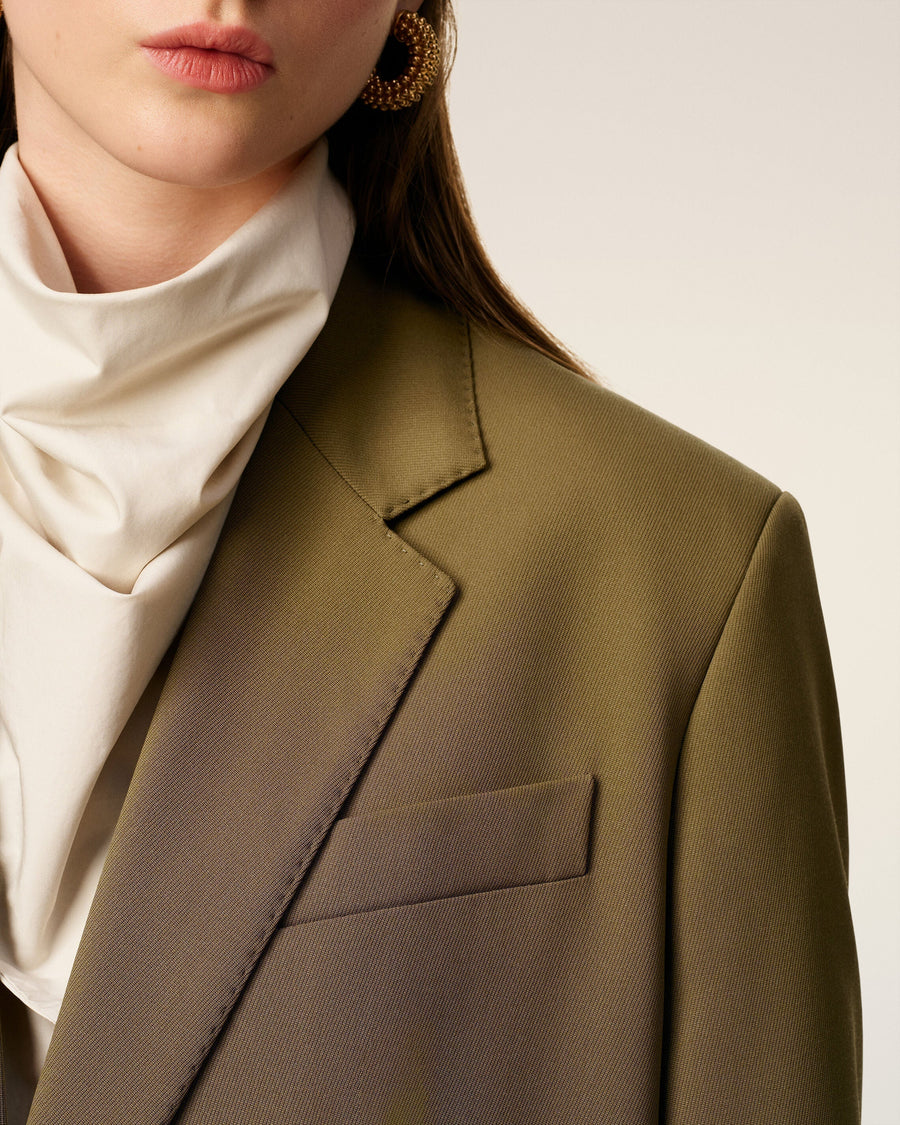 Green Wool Loose Single Breasted Jacket