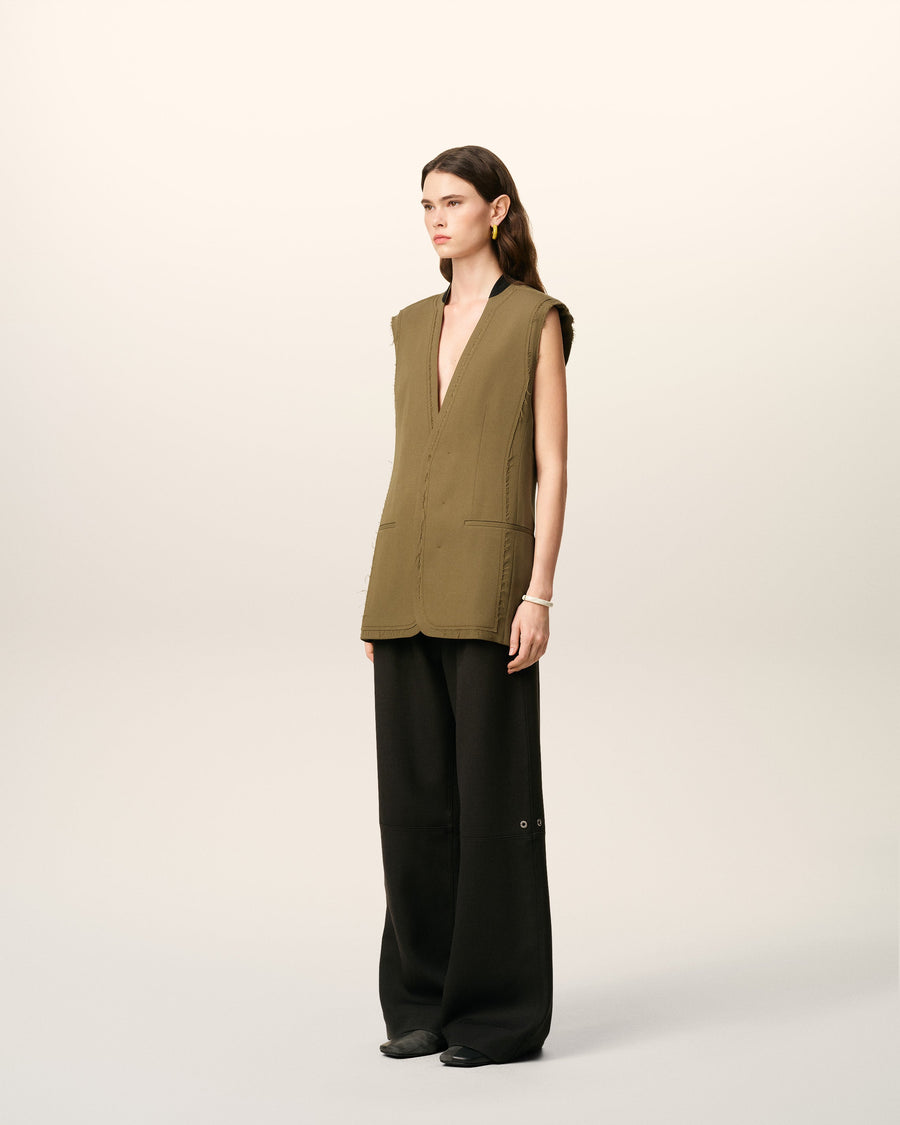 Green Wool Sleeveless Jacket