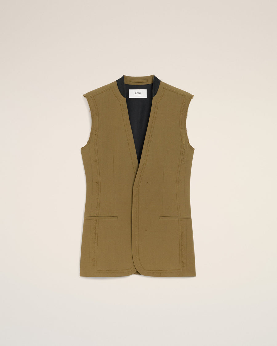 Green Wool Sleeveless Jacket