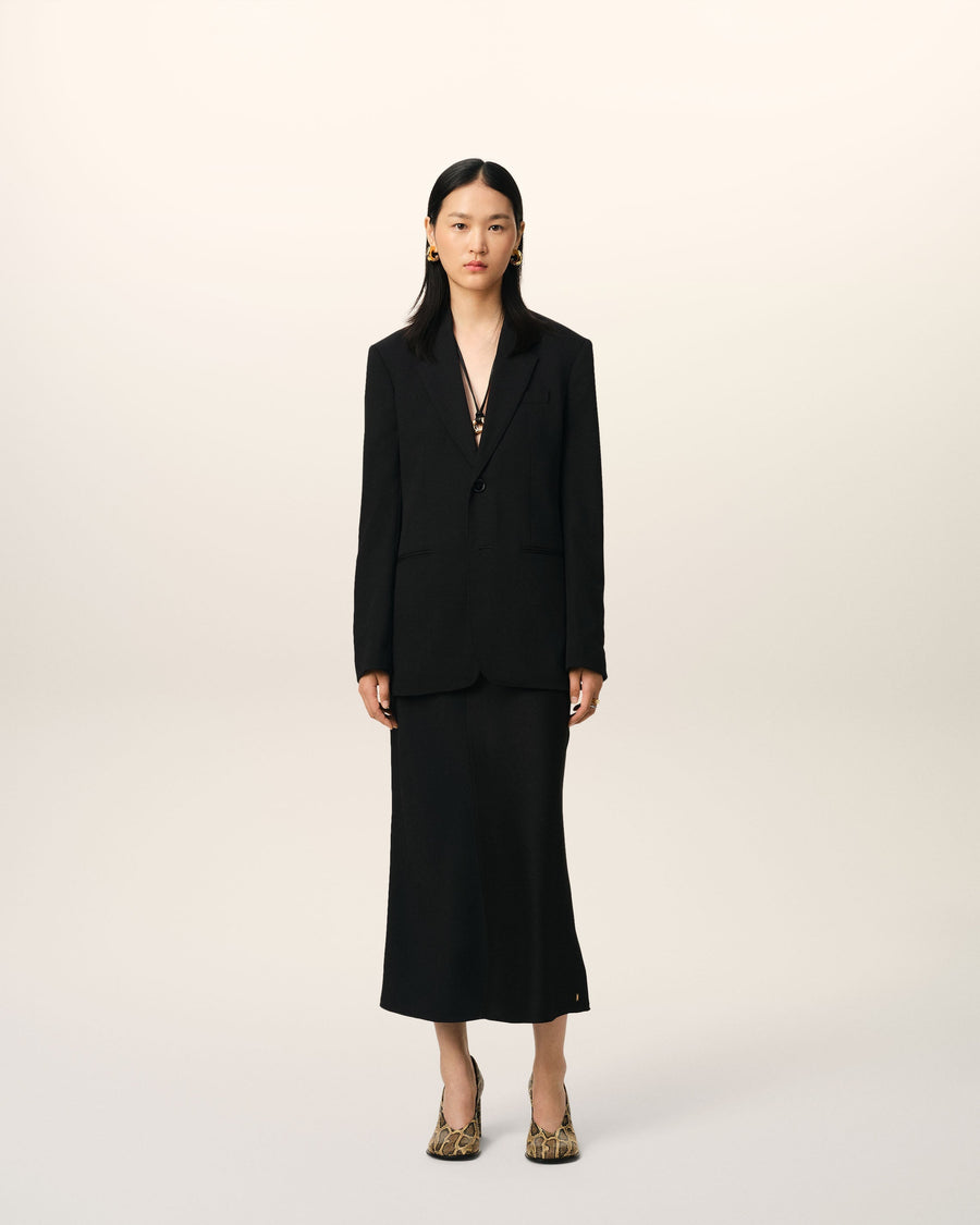 Black Wool Semi-Lined Jacket